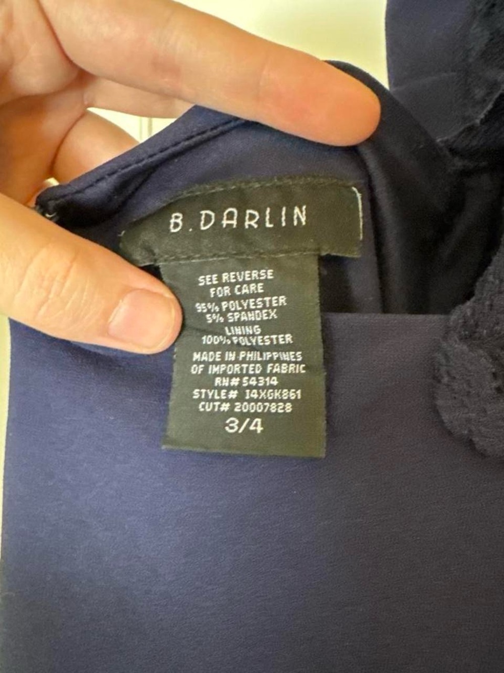 B. Darlin Navy Blue Lace Open Back Fit & Flare Dress Size 3/4 - Picture 7 of 8